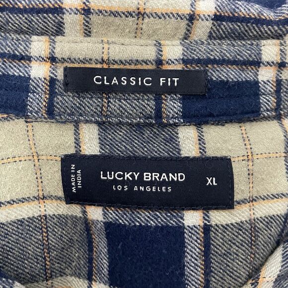 Lucky Brand Men's XL Multicolor Check Long Sleeve Button-Front Flannel Shirt - Picture 6 of 7